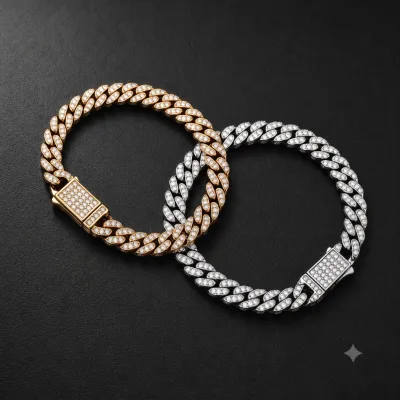 Cross-border 6mm Zircon Cuban-link Hip-hop Unisex Bracelet Men Made Tungsten Customizable Fashion Accessory