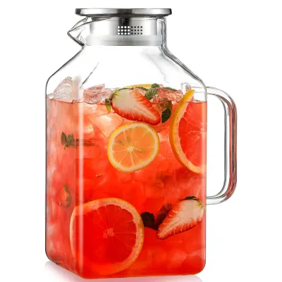 Wholesale Bulk Top Selling 1 Gallon 128oz Clear Large Thickened Borosilicate Drink Glass Pitcher for Iced Tea Lemonade Storage