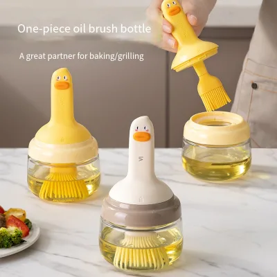 Brush, High Temperature Resistant, sealed Silicone Oil Brush with Bottle, Food Grade Barbecue Oil Brush Bottle, Grilled Skewers