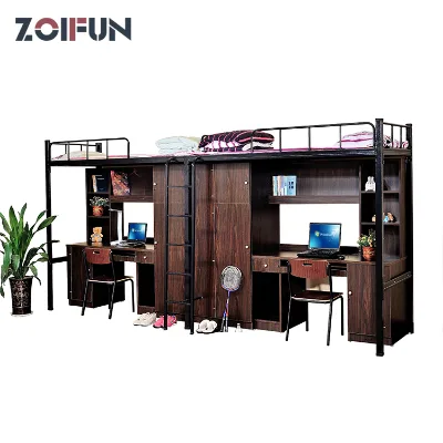 Newest Design College Student Dormitory Double Size Bunk Bed With Desk and Chair