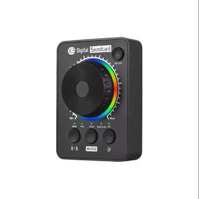 X5 External Sound Card Professional Live Streaming Sound Card Support BT Music Input Accompany USB Multimedia Volume Knob Type-C