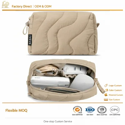 Portable Lightweight Durable Waterproof Nylon Zipper Digital Gadget Organizer Bag Multi Pocket Power Bank Holder Charger Case