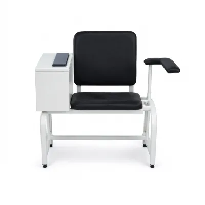 Economic Blood Collection Chair with Padded Arm Support Instrument Box and Steel Frame for Hospital Clinic Laboratory Use