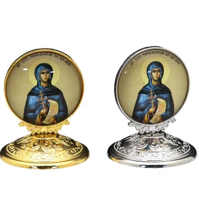 Orthodox Icon Metal Desktop Decoration Holy Father and Holy Mother Decor Christmas Easter Handicraft Church Ornament