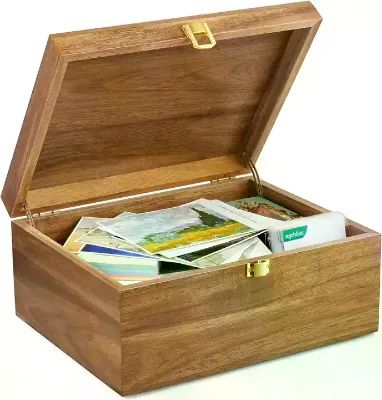 Wooden Storage Box Decorative Box with Lid for Storing Memorial Gifts 12.5 Inch Decorative Box for Home Decoration