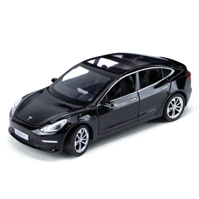 Die Casting 1:24 Tesla Model3 Alloy Model Sound and Light Sound Effect Boilback Alloy Car Model Children's Boys Toys