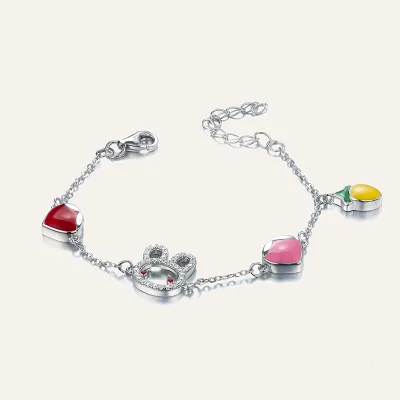 YH JEWELLERY FineJewelry Bracelets Bangles Colored Enamel Charms Bracelets Rhodium Plated Children Day