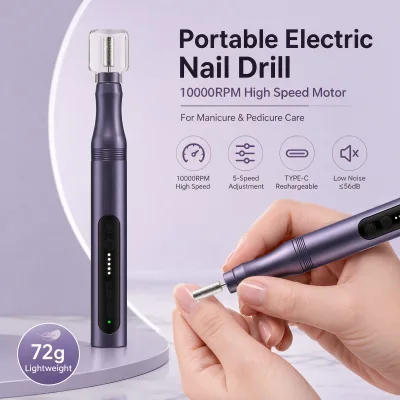 Electric Professional Manicure Rechargeable Portable Powerful Nail Drill Machine Nail Polisher Stainless Steel 6 Heads Nail