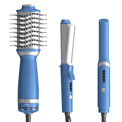 Ulelay Top Selling Fast Delivery PTC Multifunctional Hair Styler Brush 3 in 1 Mini Hot Air Brush Hair Straightener Curling Iron