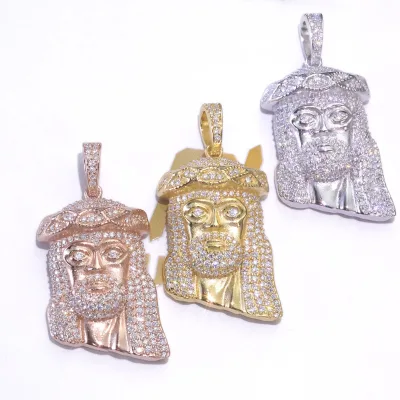 BES S925 Silver Moissanite Vintage Retro Portrait Pendant Necklace Custom Hip Hop Men Fashion Jewelry