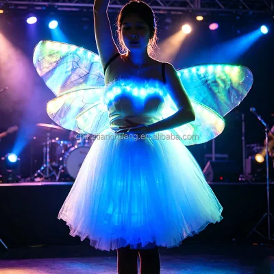 LED Flashing Dragonfly Costume Luminous Outfit for Adult Kids Stage Party Festival Halloween Carnival Dance Performance