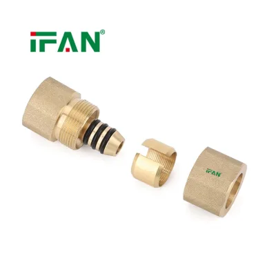 IFAN Professional Grade NPT BSPT BSPP Yellow PE/PEX Gas Pipe Fitting Brass Compression Joint with Triple O-Ring