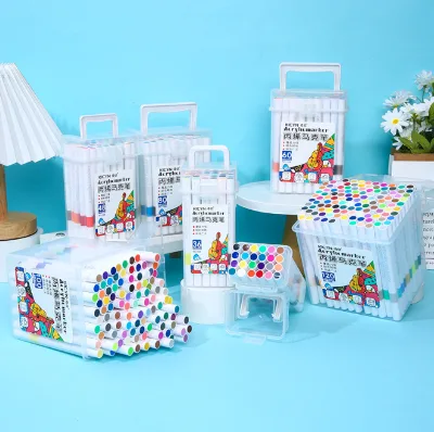 Bview Art Multiple Color Waterproof Acrylic Plastic Markers School Stationery Set for Kids Graffiti Drawing Art Painting Supplie