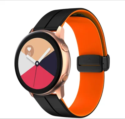 Luxury 20/22mm Magnetic Folding Tang Buckle Silicone Strap for Watch 4/5 Pro Sport Band