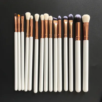 15pcs Custom logo White Rose Gold Makeup Brush Set Synthetic Hair Eye Cruelty Free Vegan Professional Eye Make up Brushes Set