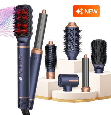 2024 New Professional Detachable Interchangeable Styler Electric Hair Brushes Hot Air Brush Comb Hair Dryer Brush Set