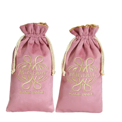 High Quality Velvet Fabric Jewelry Watch Gift Pouch Custom Logo Printed Soft Recyclable Drawstring Packaging Bag Crafts