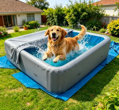 2026 New Durable Inflatable Pet Swimming Pool, Non-Slip & Leakproof Dog Bathtub, Summer Cooling Water Pool for Dogs Cats & Kids