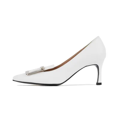 Fashion New Style Designs Contracted Mature Comfortable Low Heel  Women Pumps White Wedding Shoes