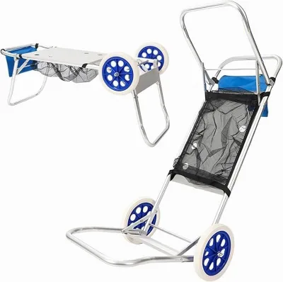 Multifunction Roll Container Beach Cart Convertible Foldable Table | Large Wheels Lightweight Aluminum Transport Comfort Beach