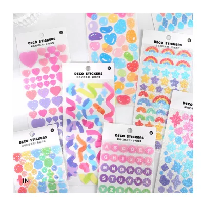 Scrapbook Stickers Laser Ribbon Confetti Stickers Shiny Decorative Sticker for Notebook Diary Making DIY Arts and Crafts