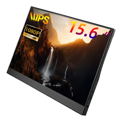 IPS Portable Monitor 15.6" FHD 1080P Eye Care Travel Laptop 180 Degrees Adjustable Sturdy Stand Compact Easy Carry