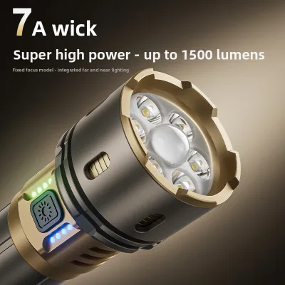 High-power Counterfeit-detection UV Lamp Multi-functional Portable Rechargeable Long-range Flashlight 500m Beam Flashlight