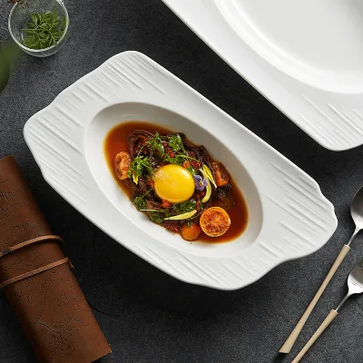 Western-style Soup Plate Microwave Safe Glazed Household 2022 New Deepened Dish High-end Feeling Pasta Plate White Steak Plate