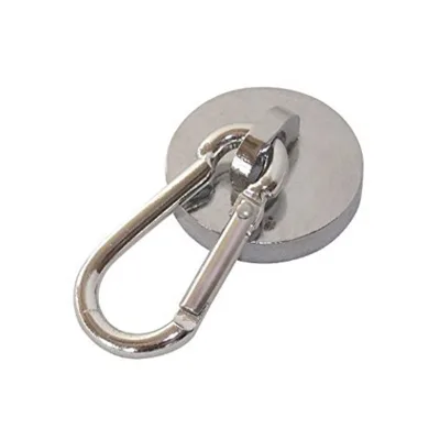 Carabiner Keychain Hook N52 Neodymium Round Magnetic Snap N35 Grade Steel Cover Permanent Pot Magnet Mountaineering Buckle