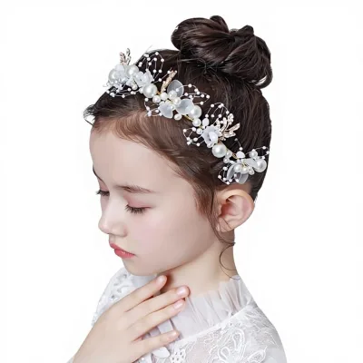 Princess Crown Children's Girls' Beaded Flower Headband Hair Clip ODM Beach Silhouette