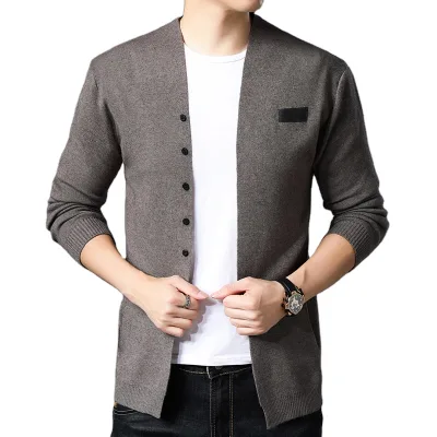 Autumn New Arrival Neckline Long Sleeve With Botton Knitted Man Cardigan