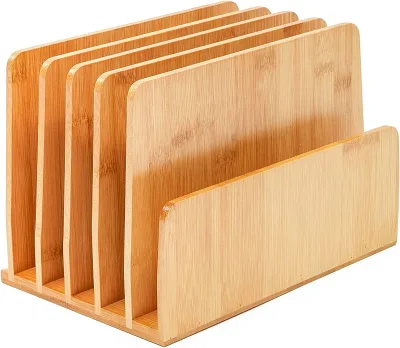 Desk Tools Organizer Desktop Bamboo Wood 5 Slots Holder