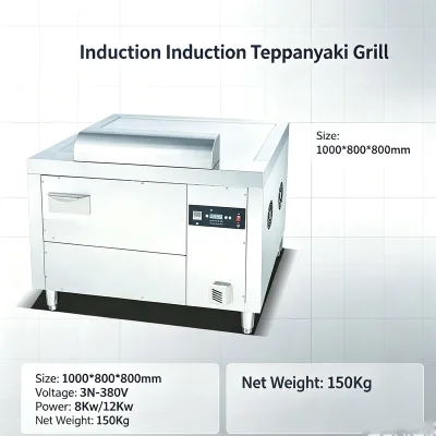 1 Meter Japanese Style Induction Teppanyaki Grill Commercial Stainless Steel Induction Teppanyaki Griddle for Restaurant Kitchen