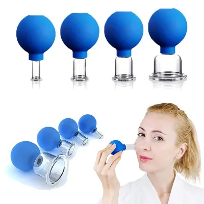 New Product Body Vacuum Cupping Custom LOGO Facial Massage 4Pcs Rubber Cupping Set Anti Cellulite Cupping Cups Reduce Fine Lines
