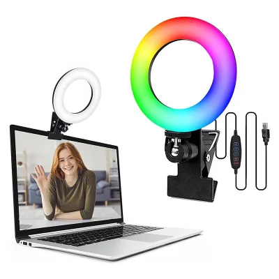 Adjustable Dimmer Photographic Lighting Studio Portable Mini Selfie Ring Light for Laptop