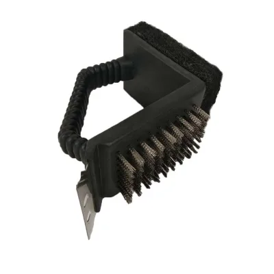 Multifunctional 3 in 1 Grill Brush Cleaner Scraper Outdoor Triangle Bbq Grill Brush Scraper Bbq Cleaning Brush