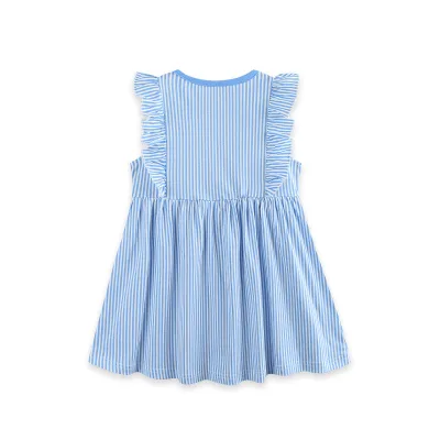 Custom OEM Source-factory Summer Cute Children's Clothing Fashionable Rabbit-Embroidered Girls' Knitted Dress