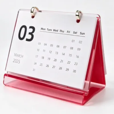 Customizable Acrylic Desktop Calendar Stand, High Quality, Multiple Styles (Cute, Vibrant, Minimalist) With Your Own Logo