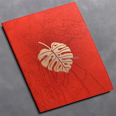 Maple Leaf Hot Stamping Wholesale Red Gift Notebook Custom PU Leather Cover Planner Journal With Pocket for Office