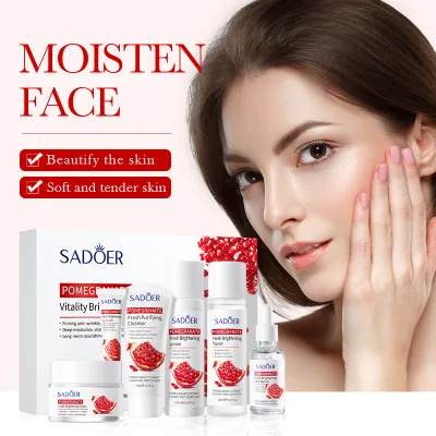 Premium Organic Pomegranate Extract & Hyaluronic Acid Anti-Aging Firming Moisturizing Vegan Facial Skincare Set for Women