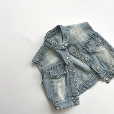 Summer New Kids Casual Denim Vest Popular Design Toddler Boys High Quality Thin Denim Vest