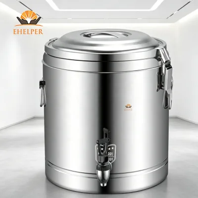Double Wall Stainless Steel Thermal Barrel 201 Material Stainless Base Lid for Cold Beverage Hot Soup Holding