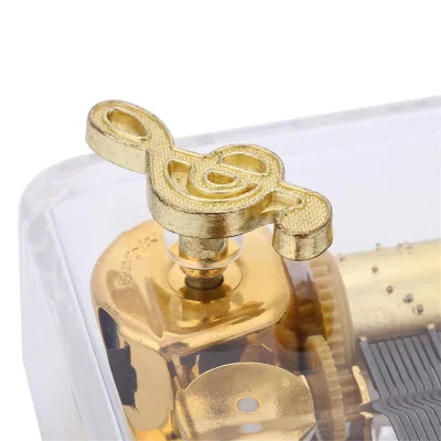 Gold-Plated Wind-up Square Crystal Music Box Mechanical Musical Box Keepsake Collectible Gift & Prize