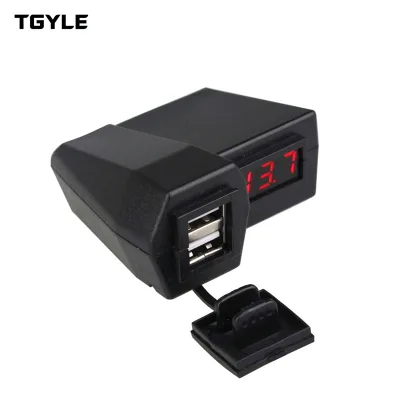 12-24V 3.1A QC2.0 2 Ports Mobile Phone USB Motorcycle Charger Waterproof with Voltmeter 2-Year Warranty YC-A14 Model
