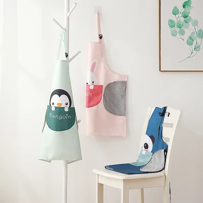 Hand-wiping Waterproof Apron Cute Kitchen Cooking Apron With Rag