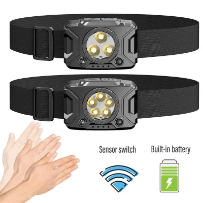 Cross-Border 5-Core Multi-Function Outdoor Headlamp with Long Battery Life Strong Light Sensing Head-Mounted Flashlight