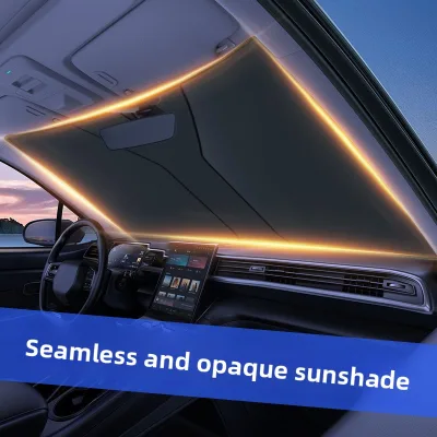 Car Sunshade Thickened Front Windshield Visor Heat-Insulating Sun-Blocking Curtain Titanium Silver Retractable Foldable Summer