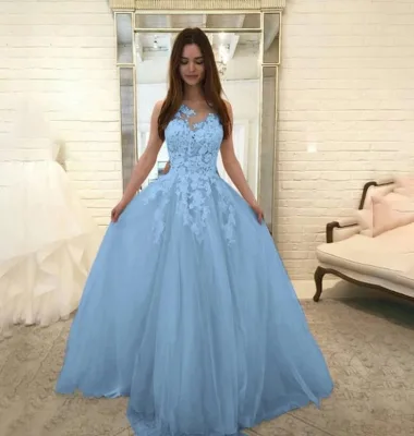 Turkey Istanbul Custom Blue Princess Woman Dresses for Prom