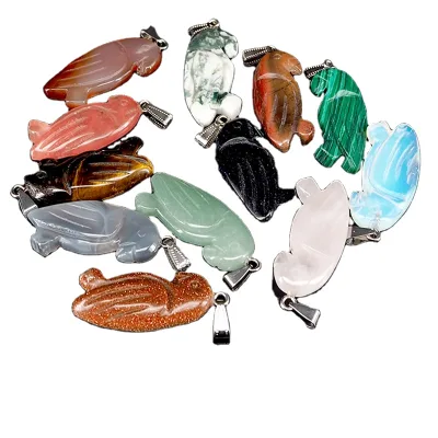 Huiying Natural Crystal Parrot shaped Pendants Authentic Quartz Pendant for Necklace cute animal shaped pendants crystal craft
