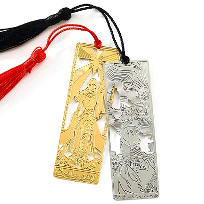 Promotional Free Sample Metallic Bookmarks Gold Silver Copper Etched Logo Metal Bookmark for Book